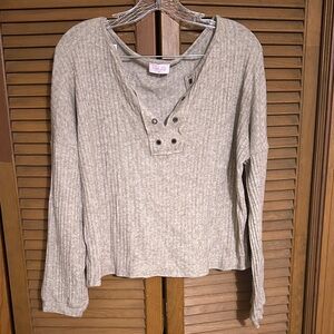 Pink Lily Heathered Gray Long Sleeve Top